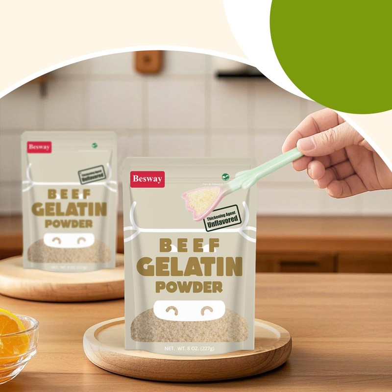 Besway Beef Gelatin Powder Unflavored 8 oz, Culinary Gelatin for