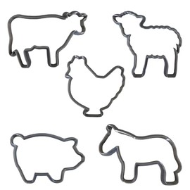 Moose Goods Farm Animal Cookie Cutters - Set of 5 Cookie Cutters outline - Includes Chicken, Pig, Cow, Horse & Sheep Cookie Cutter