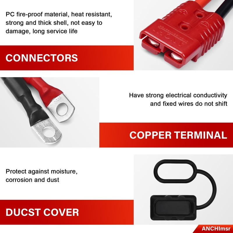 ANCHImsr 7 FT Quick Disconnect Winch Power Cable, 175A Connector