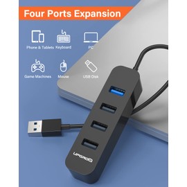Upgrow USB 3.0 Hub 4-Port USB Hub with 5 Gbps USB Splitter for Laptop MacBook Mac Pro Mac mini iMac Surface Pro XPS PC Flash Drive Mobile HDD-Black