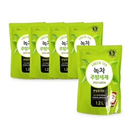 Green Tea Dish Soap 1.2L x 5 Pack - Type 1 for Washing Fruits & Vegetables Dish Soap