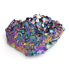 GUJOXILA Aura Geode Crystals Cluster Titanium Geodes Stones 1.6-2" Raw Rock Gemstone Quartz Meditation Divination Reiki Positive Protection Spiritual Ornament 50-70g