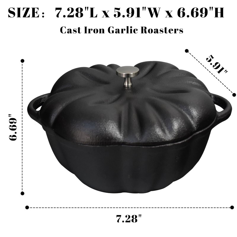 Garlic Roaster, Cast Iron Garlic Roaster for Oven Grill, Serve