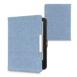 kwmobile Cover Compatible with Tolino Vision 1/2 / 3/4 HD - Case for E-Reader - Denim Look Fabric Flip Case - Light Blue