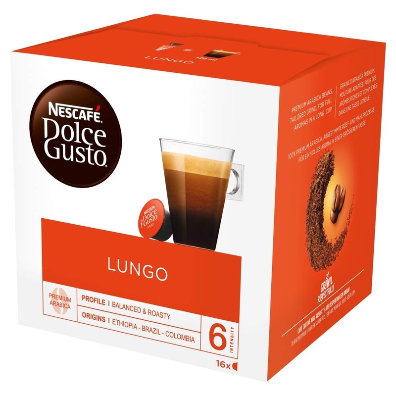 NESCAFÉ Dolce Gusto Lungo Coffee Pods, 16 Capsules (Pack of