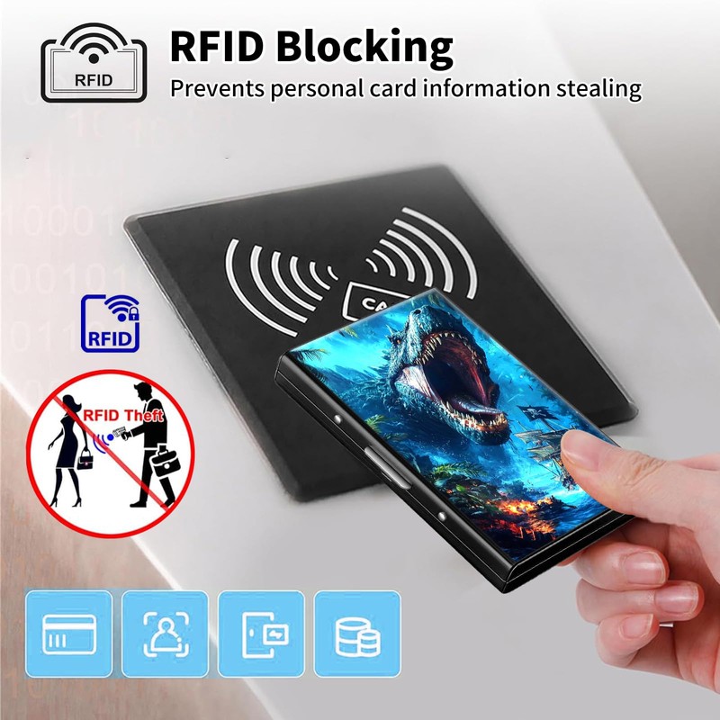 ACWDMKH Metal Wallet,Credit Card Holder for Women Men,RFID Blocking Card