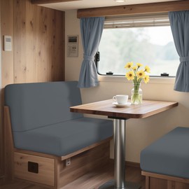 VENESSCO RV Dinette Cushion Covers 2 Sets Stretch Camper Cushions Replacement Cover Washable Couch Cushion Slipcovers for Travel Trailer, Sofa Includes 2 Backrest Covers & 2 Bench Covers, Dark Grey