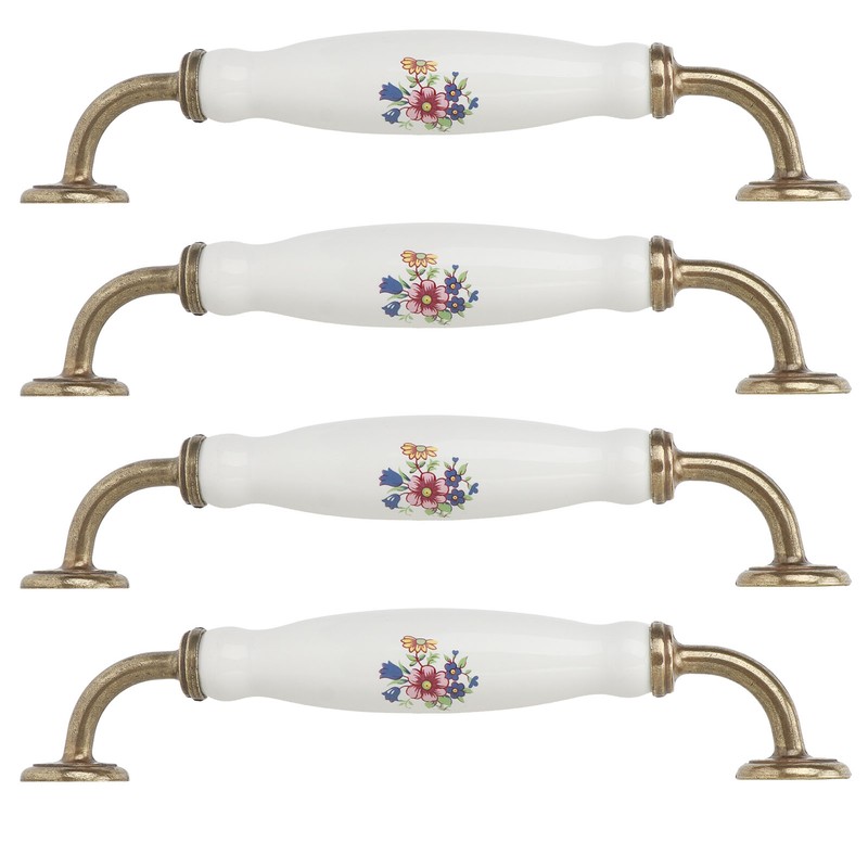 4 Sets Ceramic Handle European Style 160mm Hole Distance Cabinet