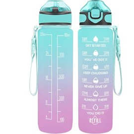 FRAGSCEN 32OZ Sports Water Bottles, Green-Purple