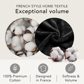 Ôhm - Terry Cloth Towel Set - 6 Extra Fluffy & Soft Hand Towels - 16x28 Inch - for Home, Hotel & Spa Turkish Cotton & Oeko-TEX Certified - Black