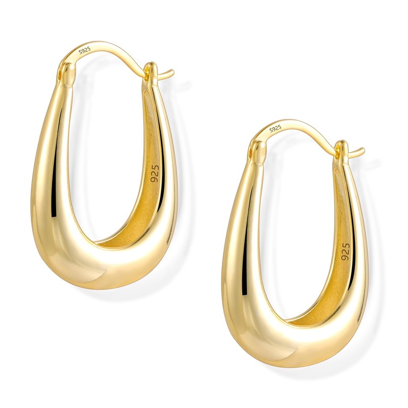 ALEXCRAFT 14K Large Chunky Gold Hoop Earrings for Women S925