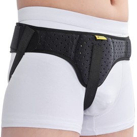 鼠径ヘルニアベルトトラス シングル 男女兼用 インギナルまたはスポーツヘルニア用 ユニセックスヘルニアサポートベルト 快適な素材（脱腸帯）