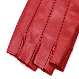 Harssidanzar KL028EU Fingerless Driving Gloves Outdoor Sports Half Finger Gloves for Women, Red, Size L, red