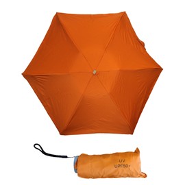 Opvisvoy Paraguas portátil de doble propósito, parasol y paraguas de lluvia, ligero y fuerte, 6 varillas (naranja)