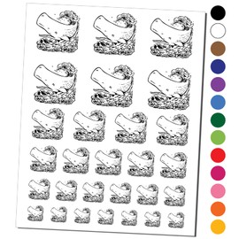 Sperm Whale on Ocean Waves Temporary Tattoo Water Resistant Fake Body Art Set Collection - Black (One Sheet)