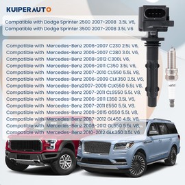 KUIPERAUTO Set of 6 Ignition Coils and Spark Iridium Plugs set Compatible for UF585