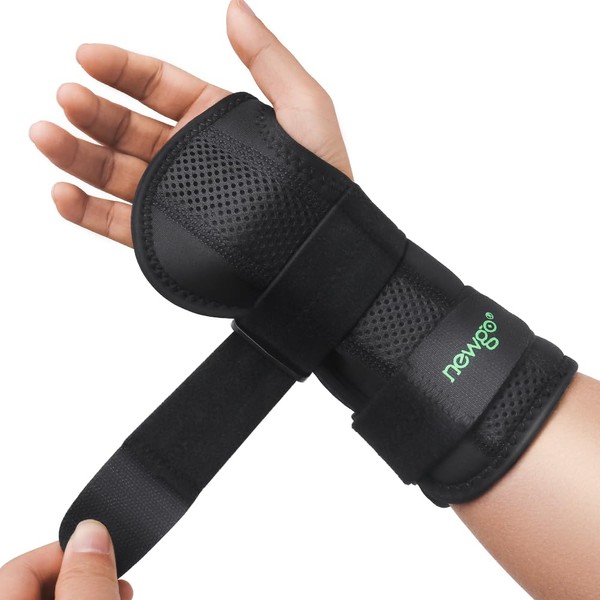 NEWGO Carpal Tunnel Wrist Support with Metal Stabilisers - for Carpal Tunnel Syndrome, Wrist Bandages Soft Pads for Women Men, Wrist Splint Tendinitis, Sprain Recovery