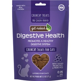 Get Naked Digestive Health Crunchy Cat Treats 6oz - Chicken Flavor, Grain-Free Cat Probiotics for Indoor Cats, Supports Healthy Digestion, Dental Heal
