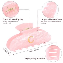 HAIMEIKANG Acrylic Pink Letter Initial Hair Claw Clips for Women - Monogram Hair Claw Alphabet Hair Clip