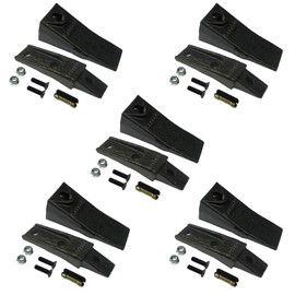 HYAT 6737322Y Assembly, 6737325 Bobcat Style Dirt Digging Bucket Teeth + 6737326 FlexPins +6737324 Bucket Tooth Adapter + M16X55 Bolts and M16 Nuts - 5 Pack