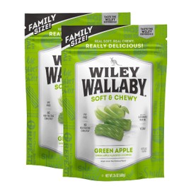 Wiley Wallaby Licorice 24 Ounce Classic Gourmet Soft & Chewy Australian Green Apple Licorice Candy Twists, 2 Pack