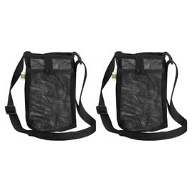 uxcell 2 Pcs Water Bottle Holder with Adjustable Shoulder Strap Water Bottle Carrier Bag Mesh Crossbody Water Bottle Carrier with Pocket for Sports Hiking Walking Travel, Black