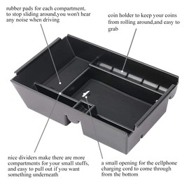 VESUL - Caja de almacenamiento para reposabrazos de consola central compatible con Ford F-150 F150 2011 2012 2013 2014 ABS bandeja de inserción organizador de guantes, palet