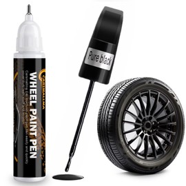 carsmallma Black Rim Paint, Car Wheel Paint for Rims Scratch Repair Remover Pen Kit 2 in 1,Wheel Touch Up Paint for Cars Quick and Easy Fix Rim Curb Rash Scuff (Black)