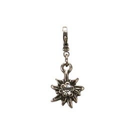 Alpenflüstern AAH066 Costume Pendant Rhinestone Edelweiss Mini for Charivari or Costume Necklace (Antique Silver-Colour), Non-precious metal