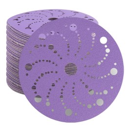 6 Inch Multi-Hole Sanding Discs 80 Grit Purple Ceramic Sanding Disc Hook and Loop 36 PCS, Dust-Free Sandpaper for Auto Metal Wood