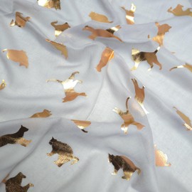 GFM® Women's Cats Print Scarf in Glitterring Metallic Rose Gold Print - Grey - (88)(PSCF-CT-RG-HLBH)