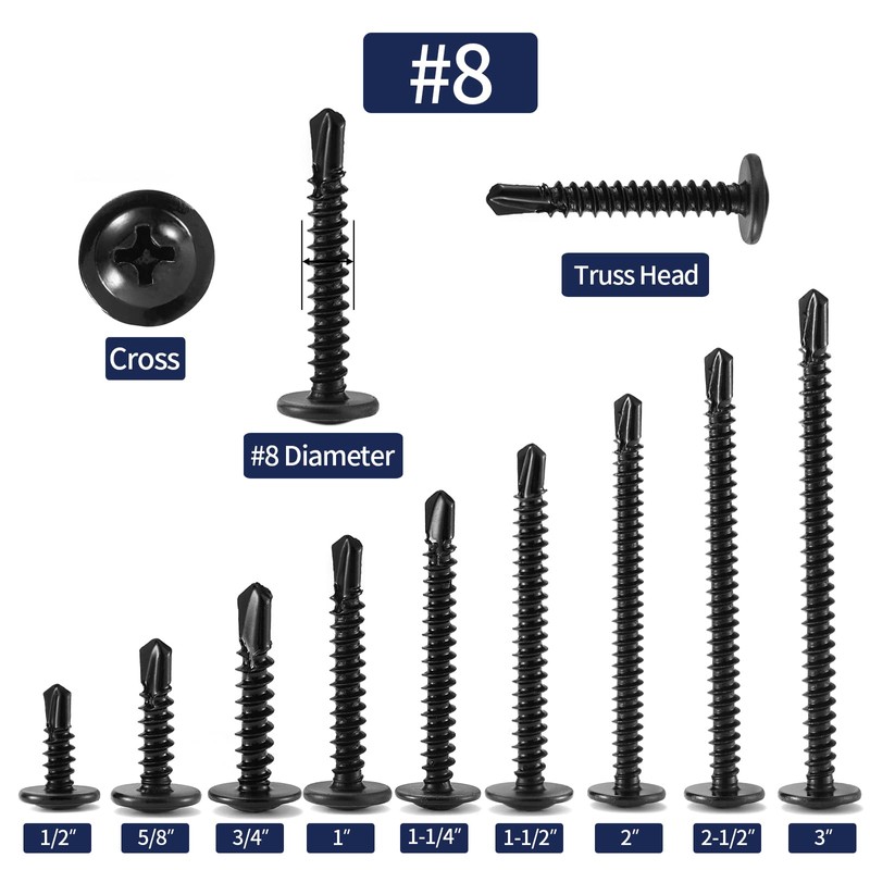#8 x 3/4" Sheet Metal Screws 100Pcs 410 Stainless Steel