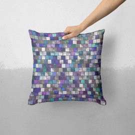 iiRov Mosaic Purple and Green Vivid Tiles V4 - Custom Decorative Home Decor Indoor or Outdoor Throw Pillow Cover for Sofa, Bed or Couch Cushion (Pillow CASE Cover ONLY)