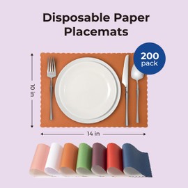 Fit Meal Prep 200 Pack Disposable Paper Placemats, 14 x 10 Inch Orange with Decorative Wavy Scalloped Edge for Restaurant Catering Dining Table, Baby Kids Birthday Parties