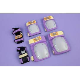 Angels Skates Knee Pads Elbow Pads Wrist Guards - 6-Piece Safety Gear Pack - Protective Gears for Roller Skates - Kids Youth Adult Women - Purple (Small)