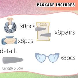 Bridesmaid Scrunchies Proposal Gifts 4.1inch 40pcs Bachelorette heart sunglasses Hair Claws Clips gift for Wedding Party Favors (White&Pink)