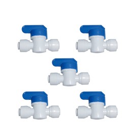 Malida 1/4 inch O.D. Tube Water Line Quick Connector Ball Valve, Tube Fitting for RO Systems, Purifiers, Filters - Pack of 5