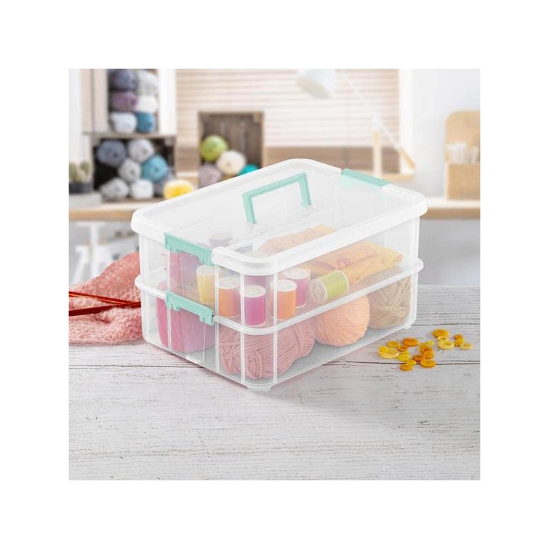 Sterilite 1427CLR Stack & Carry - 2 Layer Box, Clear