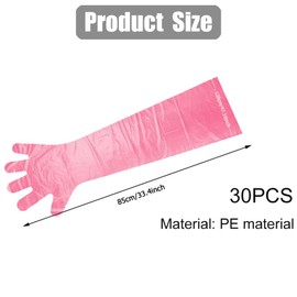 Comioke Long Sleeve Veterinary Gloves, 30 Pieces, Stretchy Disposable Gloves, Gloves for Livestock Insemination, Disposable Soft Plastic Film Gloves, Veterinary Gloves, Extra Long Cuff, 90 cm