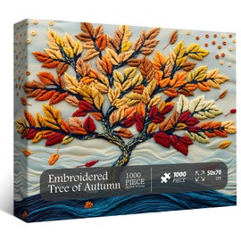 Tree of Life Puzzles for Adults 1000 Pieces, Embroidery Autumn Tree Jigsaw Puzzles, Colorful Nature Plant Difficult Challenging Puzzle as Home Decor