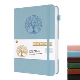 Dzhzal Lined Journal Notebook Tree, B5 365 Pages College Ruled 100gsm Thick Journals for Writing, Hardcover Leather Journal with Elastic Band for Women Men on Work, Business, School and Trave