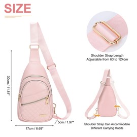 DTGN Sling Bags for Women Man - Small Crossbody Backpack - PU Leather Women's Chest Bag Casual Packs for Travel - Pink