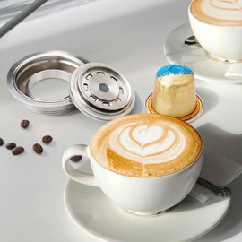 Coffee Capsule Adapter, Stainless Steel Reusable Coffee Capsules Metal Refillable Espresso Coffee Filter Pods Compatible for Nespresso Machines Brewers (80ml)