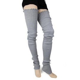 Foot Traffic Women's Cable-Knit Leg Warmers (Grey, Super Long)