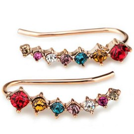 Pendientes de plata chapados en oro rosa con circonita cúbica, Colorido oro rosa.,