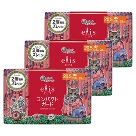 (Higuchi Yuko Planned Product) Ellis Compact Guard (For Frequent Day to Regular Days) with Wings 8.1 inches (20.5 cm), 28 Pieces x 3 Pieces (Bulk Purchase)