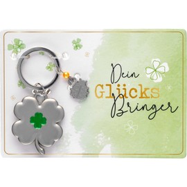 GRUSS & CO Key Ring Clover Leaf Your Lucky Charm with Matching Envelope