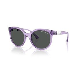 A|X ARMANI EXCHANGE Women's AX4120S Cat Eye Sunglasses, Shiny Transparent Purple/Dark Grey, 54 mm