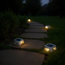 Solar Garden Lights 24-Pack Bright White LED Waterproof Solar Powered Pathway Deck Driveway Lighting Outdoor Step LightColor: White Color, Quantity: 24 PCS