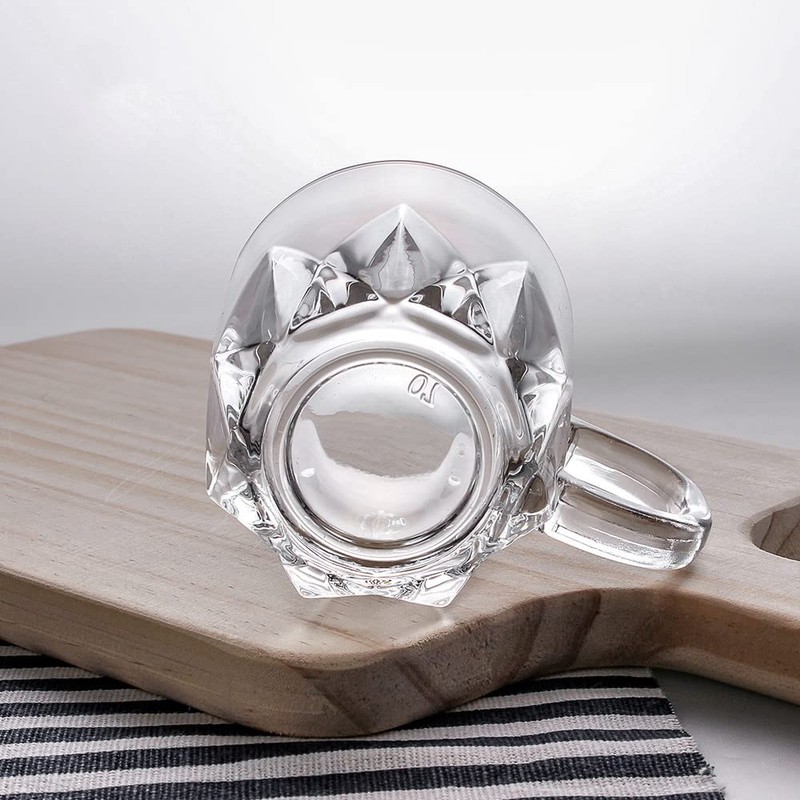Sizikato 2pcs Clear Glass Drinking Cup with Handle, 8 Oz